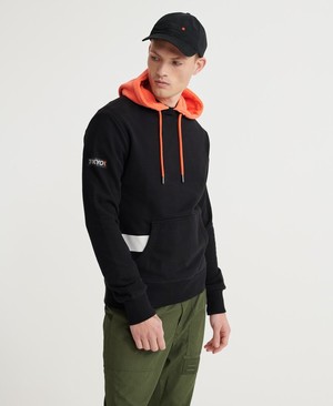 Superdry City Neon Micro Hit Loopback Férfi Kapucnis Pulóver Fekete | CBLWN7963